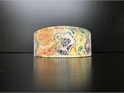 Lined Multicoloured Abstract - Whippet Leather Collars - Size M